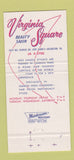 Matchbook Cover - Virginia Square Bauty Salon Arlington VA 30 Strike