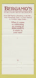 Matchbook Cover - Bergamo's Italian Restaurant Orlando FL 30 Strike