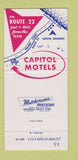 Matchbook Cover - Capitol Motels Harrisburg PA 30 Strike