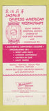 Matchbook Cover - Jasmin Restaurant Chinese  30 Strike