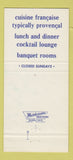Matchbook Cover - Restaurant Le Provencal Washington DC 30 Strike