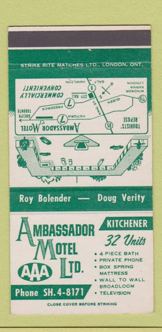 Matchbook Cover - Ambassador Motor Ltd Kitchener ON 30 Strike