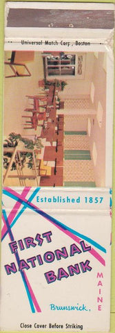 Matchbook Cover - First National Bank Brunswick ME