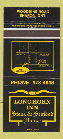 Matchbook Cover - Longhorn Inn Steak House Sharon ON 30 Strike