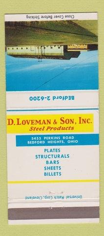 Matchbook Cover - D Loveman Son Steel Bedford Heights OH 30 Strike