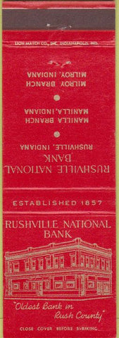 Matchbook Cover - Rushville National Bank IN