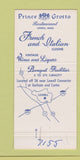 Matchbook Cover - Prince Grotto Restaurant Lowell MA 30 Strike