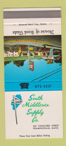 Matchbook Cover - South Middlesex Supply Framingham MA 30 Strike