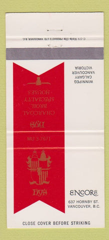 Matchbook Cover - Encore Vancouver BC 30 Strike