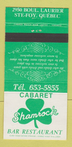 Matchbook Cover - Shamrock Bar Restaurant Ste Foy QC 30 Strike