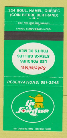 Matchbook Cover - La Fondue Quebec QC 30 Strike