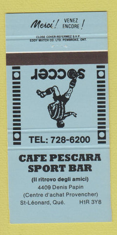 Matchbook Cover - Cafe Pescara Sport Bar St Leonard QC 30 Strike