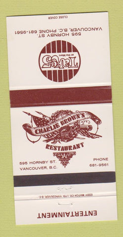 Matchbook Cover - Take 5 Charlie Brown's Restaurant Vancouver BC 30 Strike