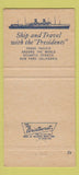 Matchbook Cover - American President Lines shipping cruise 30 Strike
