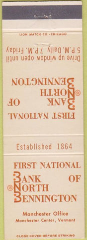 Matchbook Cover - Bank of North Bennington Manchester Center VT