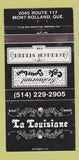 Matchbook Cover - Hotel LA Louisiane Mont Rolland QC 30 Strike
