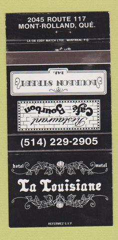 Matchbook Cover - Hotel LA Louisiane Mont Rolland QC 30 Strike