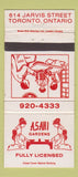 Matchbook Cover - Asahi Gardens Toronto ON WEAR 30 Strike