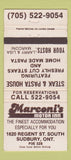 Matchbook Cover - Marconi's Motor Inn Sudbury ON 30 Strike
