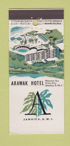 Matchbook Cover - Arawak Hotel Mammee Bay Ocho Rios Jamaica 21 Strike Feature