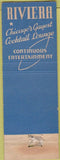 Matchbook Cover - Riviera Cocktail Lounge Chicago IL girlie