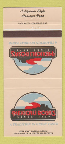Matchbook Cover - Mexicali Rosa's Mexican Cornwall London Kingston ON 30 Strike
