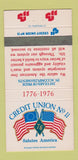 Matchbook Cover - Credit Union #11 1976 30 Strike