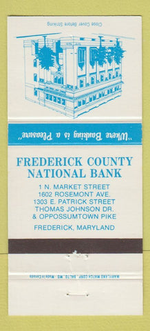 Matchbook Cover - Frederick County National Bank Frederick MD 30 Strike
