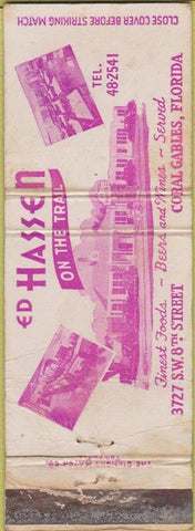 Matchbook Cover - Ed Hassen on the Trail Coral Gables FL WORN