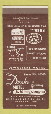 Matchbook Cover - Drake Motel Cincinnati OH #2 30 Strike