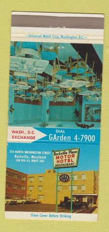 Matchbook Cover - Rockville Plaza Motor Hotel MD 30 Strike