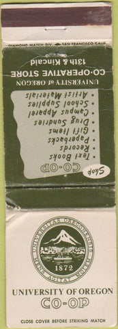 Matchbook Cover - University of Oregon COOP WORN