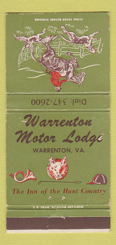 Matchbook Cover - Warrenton Motor Lodge VA WEAR 30 Strike
