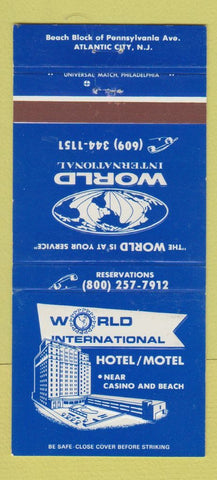 Matchbook Cover - World International Motel Hotel Atlantic City NJ 30 Strike