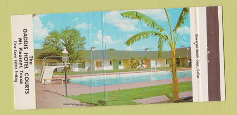 Matchbook Cover - Gaddis Hotel Courts Mount Pleasant TX 30 Strike