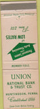 Matchbook Cover - Union National Bank Huntingdon PA