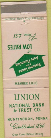 Matchbook Cover - Union National Bank Huntingdon PA