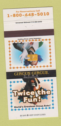 Matchbook Cover - Circus Circus Casino Reno NV clown 30 Strike