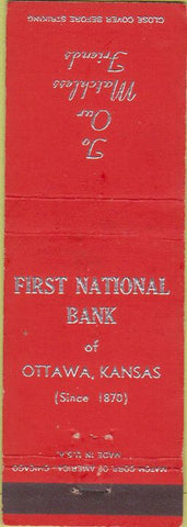 Matchbook Cover - First National Bank Ottawa KS