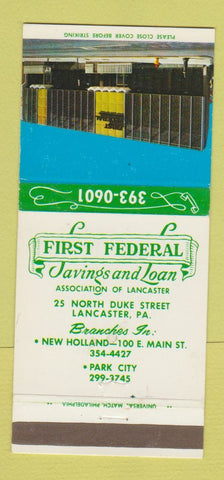 Matchbook Cover - First Federal Savings and Loan Lancaster PA 30 Strike