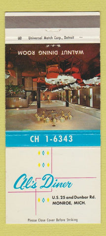 Matchbook Cover - Al's Diner Monroe MI 30 Strike