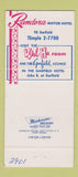 Matchbook Cover - Randora Motor Hotel  30 Strike