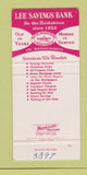 Matchbook Cover - Lee Savings Bank MA 30 Strike