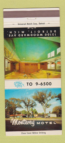 Matchbook Cover - Monterey Motel Detroit MI 30 Strike