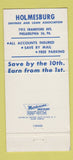 Matchbook Cover - Holmesburg Savings and Loan Philadelphia PA 30 Strike