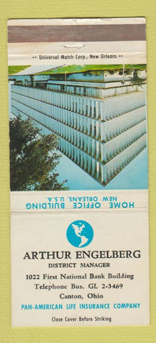 Matchbook Cover Arthur Engelberg Canton OH Pan American Life Insurance 30 Strike