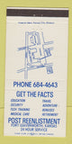 Matchbook Cover - Post Reenlistment Info Fort Leavenworth KS 30 Strike