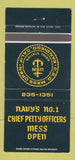 Matchbook Cover - CPO Mess Open San Diego CA Navy Station 30 Strike