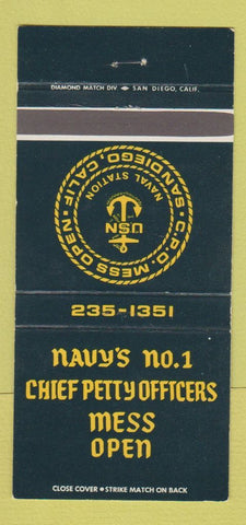 Matchbook Cover - CPO Mess Open San Diego CA Navy Station 30 Strike