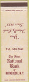 Matchbook Cover - National Bank Rhinebeck NY